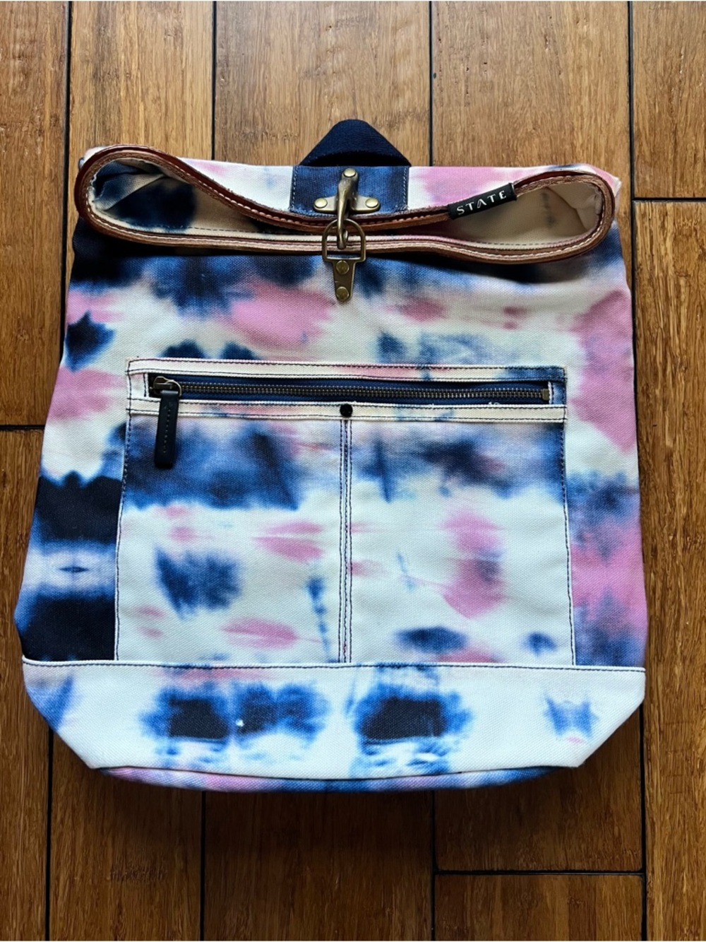 STATE Tie-Dye Canvas Backpack in Pink & Blue OS